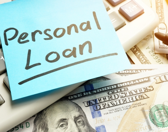 Personal Loan note with money. 