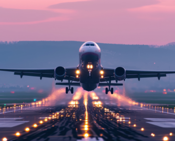 airplane landing at airport