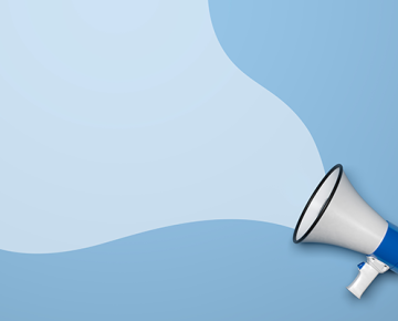 megaphone against blue and light blue background