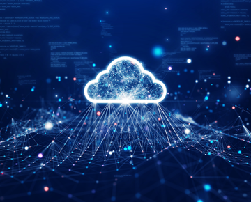 technology cloud imagery against dark blue background