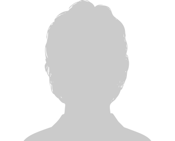 Silhouette of woman in gray against white background