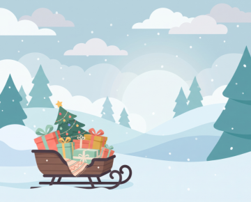 winter landscape with trees and a sleigh