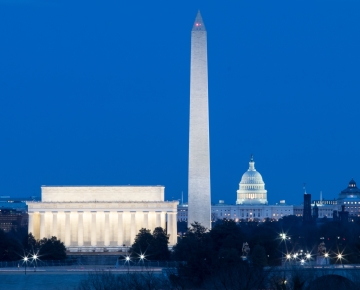 Capitol, Lincoln Memorial, and Washington Monument