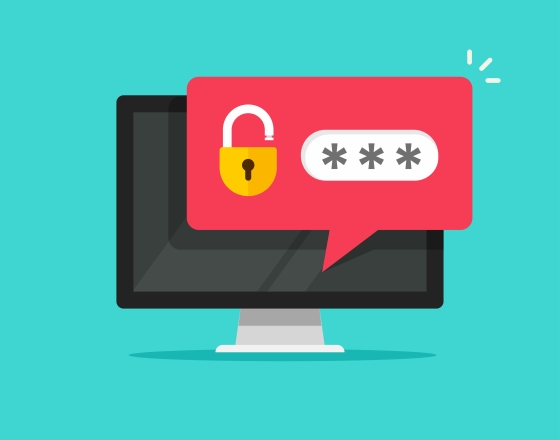 Password protection alert on computer screen. 