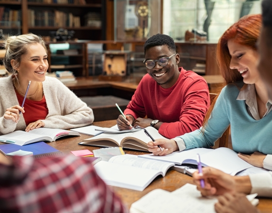 college kids at round table