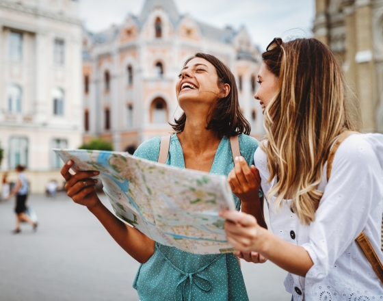 Ladies Looking at Map