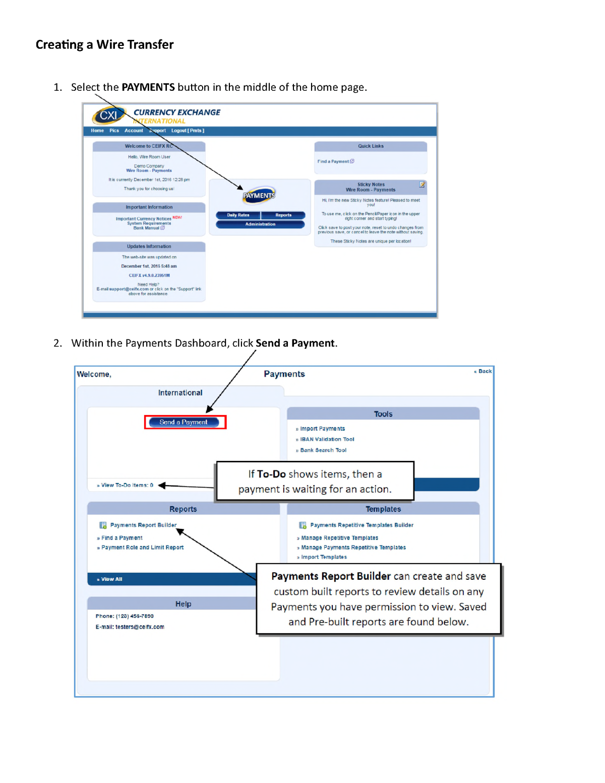 Creating a Wire Transfer