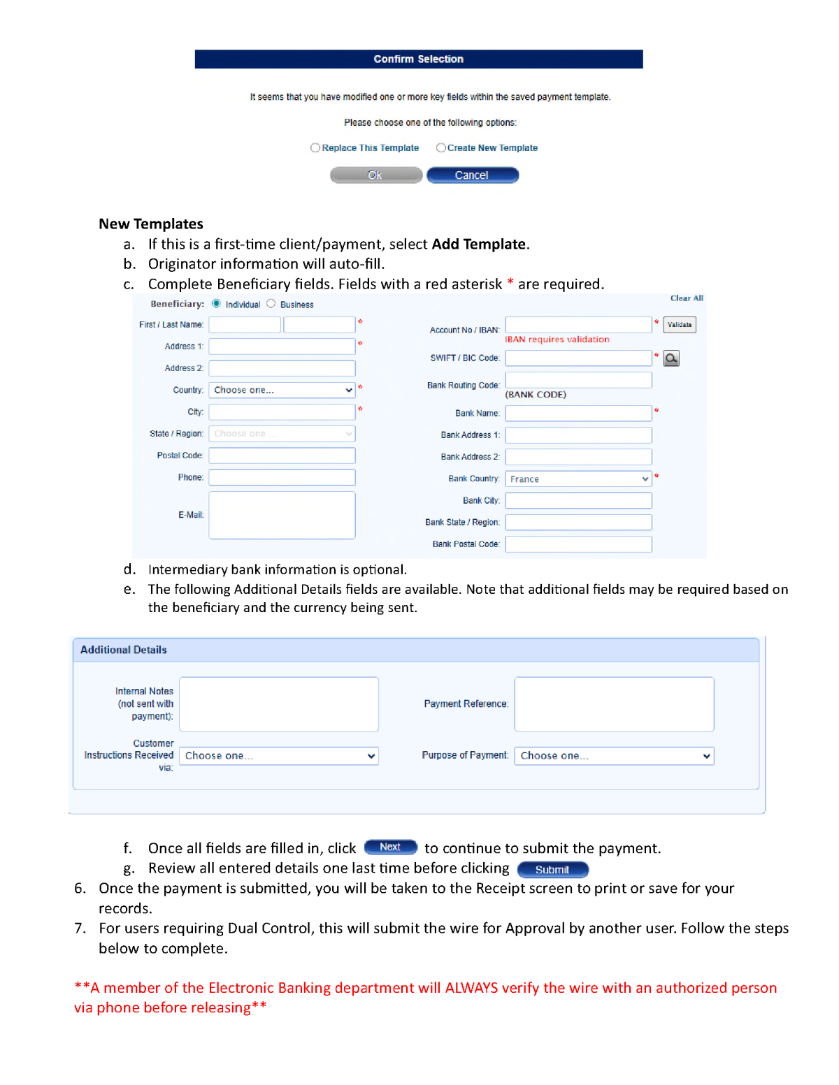 Creating a Wire Transfer