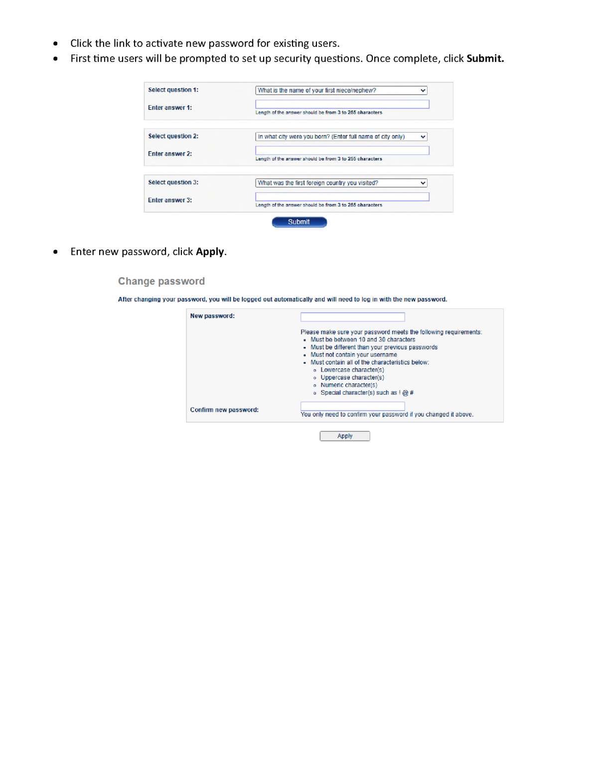 Register or Reset password instructions for wires